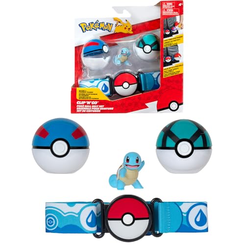Bandai - Pokémon Gürtel Clip 'N' Go - 1 Gürtel, 2 Poké-Balls und 1 Figur Schurke 5 cm - Zubehör zum Verkleiden als Pokemon-Trainer - Spielzeug für Kinder ab 4 Jahren JW3161 von Bandai