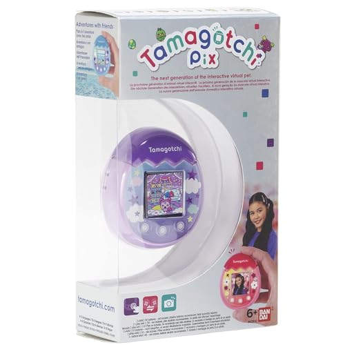 Bandai - Tamagotchi - Tamagotchi PIX - Lila Himmel - virtuelles elektronisches Haustier mit Farbdisplay, Touch-Schaltflächen, Spiele und Kamera - 42912 von BANDAI