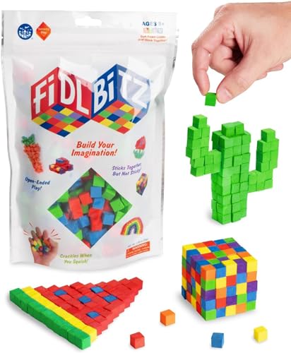 Entfesseln Sie Kreativität mit FidlBitz Schaumstoffbausteinen | Beutel mit Bitz mit 3 Farben | Interagieren, Erstellen und Bauen in 2D und 3D | Zappel- und sensorischer Spaß für Kinder | Open-Ended von BANDAI