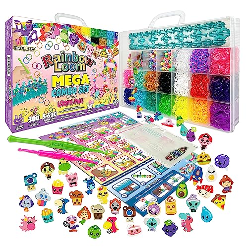 Bandai – Rainbow Loom Mega Combo Set – Armbandherstellung – Webrahmen mit 5600 Gummibändern – Charms und Perlen – CD00101, Mittel von Bandai