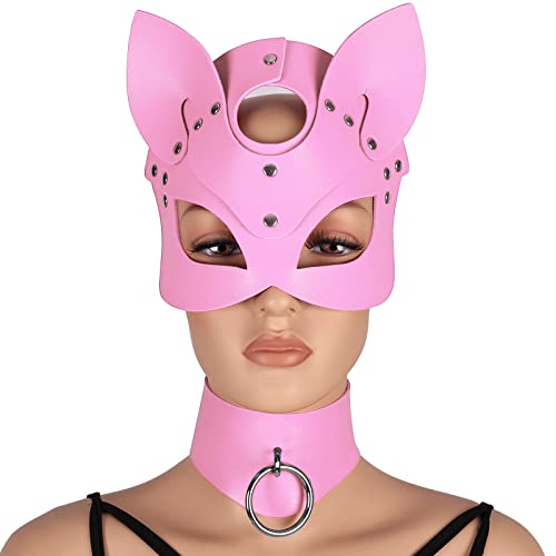 Frau Leder Maske Einstellbare Choker Schlüsselbein Kette Maske Maske Halloween Party Kostüm Requisiten von BANSSGOTH