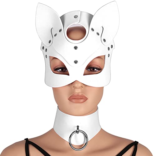 Frau Leder Maske Einstellbare Choker Schlüsselbein Kette Maske Maske Halloween Party Kostüm Requisiten von BANSSGOTH