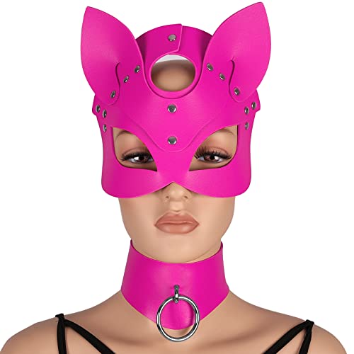 Frau Leder Maske Einstellbare Choker Schlüsselbein Kette Maske Maske Halloween Party Kostüm Requisiten von BANSSGOTH