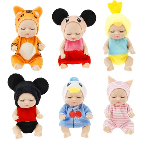 BAODBF 12 Stück PVC Plastik Simulation Dress Up Mini Doll Einfaches Reinigen bewegliche Haltung lebensechter kleines Schlafpuppenspielzeug mit Kleidung für Mädchen und Kleinkinder BAODBF 12 Stück PVC Plastik Simulation Dress Up Mini Doll Einfaches Reinigen bewegliche Haltung lebensechter kleines Schlafpuppenspielzeug mit Kleidung für Mädchen und Kleinkinder von BAODBF