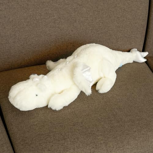BAODBF Dinosaurier Kuscheltier Kissen,Plüsch Spielzeug Kurze Haare Weich Nicht Leicht Verlieren Oder Verblassen,Kuscheltier Dinosaurier,Stofftier Plüschtier für In den Armen schlafen(70cm,Weiß) von BAODBF
