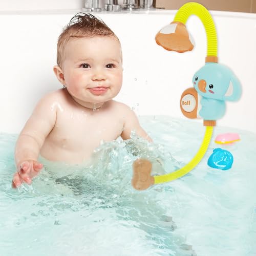 BAODBF Elefant Baby Duschkopf für Badewanne,Badespielzeug Dusche,Wasserspielzeug Kinder,Badewannenspielzeug,Duschkopf für Babywanne(Blau) von BAODBF