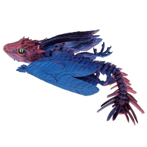BAODBF Wyvern Federdrache, 3D, Drache, bedruckt, Drache, Drache, dekorativ, 3D, Drache, beweglich, Drache, Spielzeug (Rot und Blau) von BAODBF