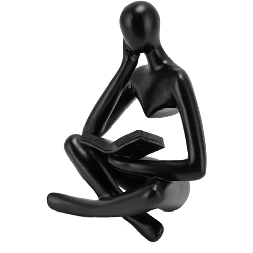 BAOFUYA Abstrakte Denker Lesefigur Figur Harzskulptur für Schlafzimmerdekor, Kompakte Größe Desktop Orament (Black) von BAOFUYA