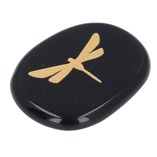 BAOFUYA Heilungssteindaumen Sorge Stein mit Libellenschnitzen, Robustem und Leichtem Balance Stone für Tranquilität überall (Obsidian) von BAOFUYA