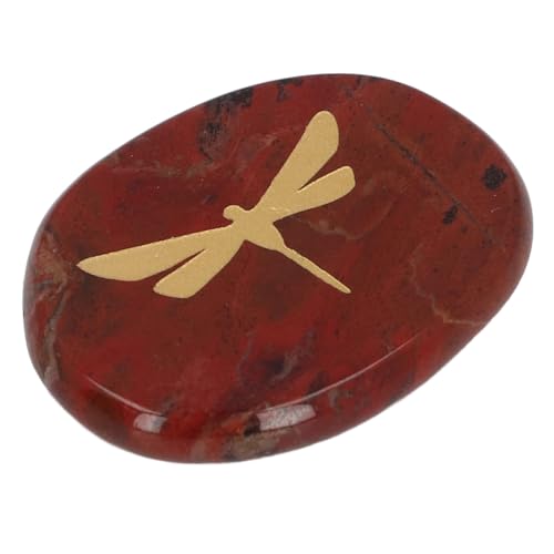 BAOFUYA Heilungssteindaumen Sorge Stein mit Libellenschnitzen, Robustem und Leichtem Balance Stone für Tranquilität überall (Redstone) von BAOFUYA