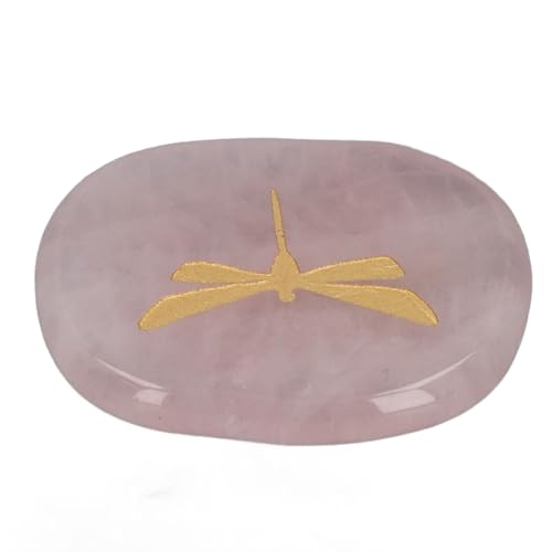 BAOFUYA Heilungssteindaumen Sorge Stein mit Libellenschnitzen, Robustem und Leichtem Balance Stone für Tranquilität überall (Rosa Kristall) von BAOFUYA