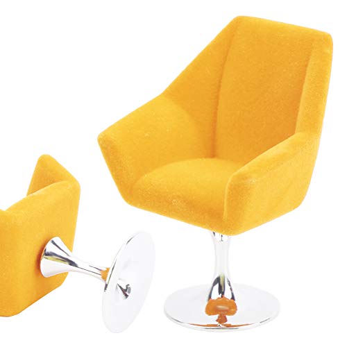 BAOFUYA Puppenhaus Zubehör, Mini Mini Möbel Sessel, Puppenhaus Zubehör, Mini Möbel Stuhl, Exquisite Handwerkskunst für 1:12 Miniatur Puppenhaus (Gelb) von BAOFUYA