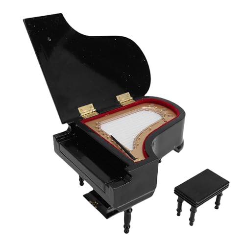 Miniatur Klavier Tastatur mit Schreibtisch, Holzschreibtisch Mini Klavier Dekor Musikinstrument Geschenke Dollhouse Accessoires für Kinder von BAOFUYA