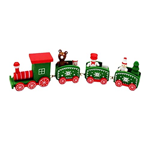 BAOK Weihnachts-Holzzug-Dekoration, Weihnachts-Holzzug-Ornament, 4 Kutschen, Deluxe-Zug-Set für Weihnachtsdekorationen und Geschenke, Party, Kindergarten, Ornamente von BAOK