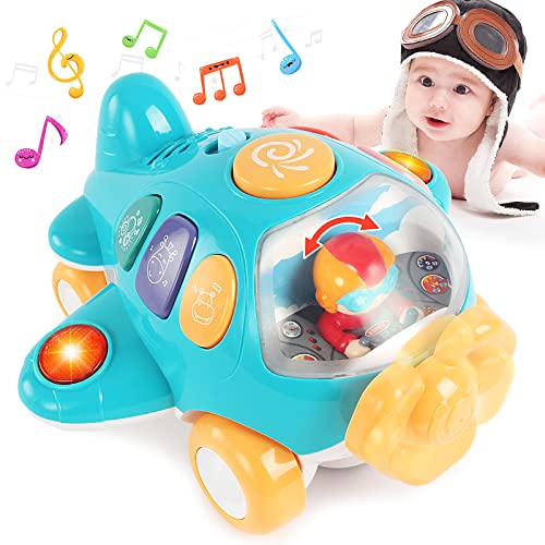 Baoli Kinder Musikflugzeug Spielzeug Baby Krabbeln Multifunktional Elektronisches Spielzeug mit Musik & Lichtern Effekt Frühe pädagogisches Spielzeug für 18 Monat/1 Jahre alt Baby Jungen Mädchen von BAOLI