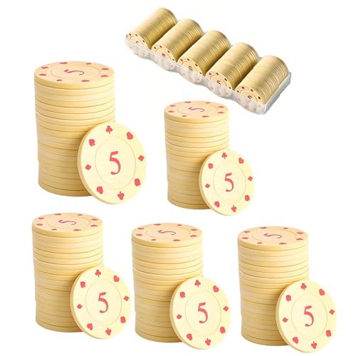 BAPPKON Set mit 100 Premium Pokerchips (mit Nennwert) - Casino Chips (je 100 gelb) und Aufbewahrungsbox - Professionelle 40 mm Chips für Texas Hold'em, Blackjack und Game Nights von BAPPKON