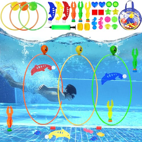BARAKYEG Tauchspielzeug,27PCS Tauchringe für Kinder mitAufbewahrungstasche,Wasserspielzeug Kinder Outdoo fürTauchtraining Poolparty Schwimmbad Spielzeug Tauchen Spielzeug,Pool Spielzeug ab 5-12 Jahren BARAKYEG Tauchspielzeug,27PCS Tauchringe für Kinder mitAufbewahrungstasche,Wasserspielzeug Kinder Outdoo fürTauchtraining Poolparty Schwimmbad Spielzeug Tauchen Spielzeug,Pool Spielzeug ab 5-12 Jahren von BARAKYEG