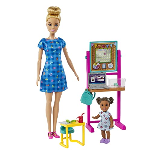 Barbie You Can Be Anything Serie, Kindergärtnerin, 1x Lehrer, 1x Schülerin, Lehrzubehör, Accessoires, Geschenk für Kinder, Spielzeug ab 3 Jahre,HCN19 von Barbie