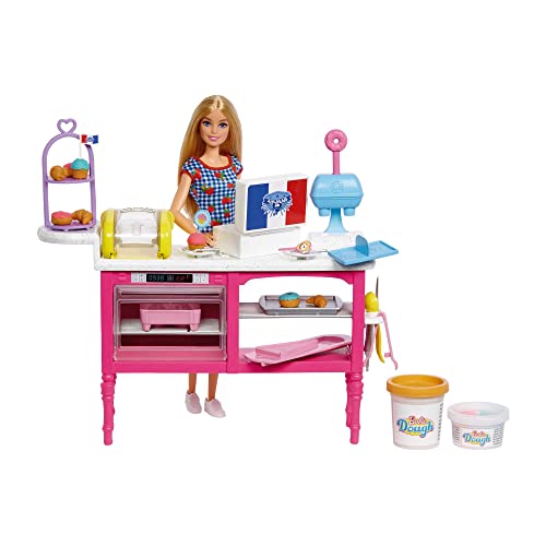 Barbie Malibu Roberts - Puppe und Spielset mit 18 Teilen zum Backen, inklusive formbarem Teig und Förmchen für Donuts, Croissants und Cupcakes, für Kinder ab 3 Jahren, HJY19 von Barbie