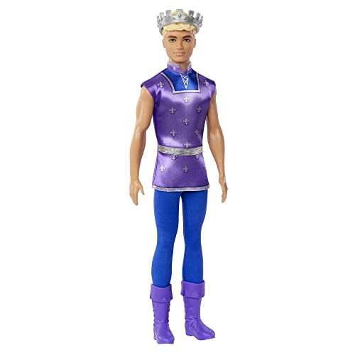Barbie Dreamtopia Ken Puppe, 1 x Puppe Ken, königlicher Prinz Ken mit silberner Krone, lila Outfit und Reitstiefeln, Geschenk für Kinder, Spielzeug ab 3 Jahre,HLC23 von Barbie