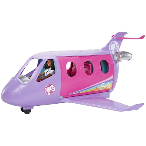 Barbie Flugzeug und Pilot Puppe, Life in The City Airplane Adventures, echte bewegliche Räder, Reise Aufkleber, 1 Puppe enthalten, Geschenke für Kinder 3 Jahre und älter, HCD49 von Barbie