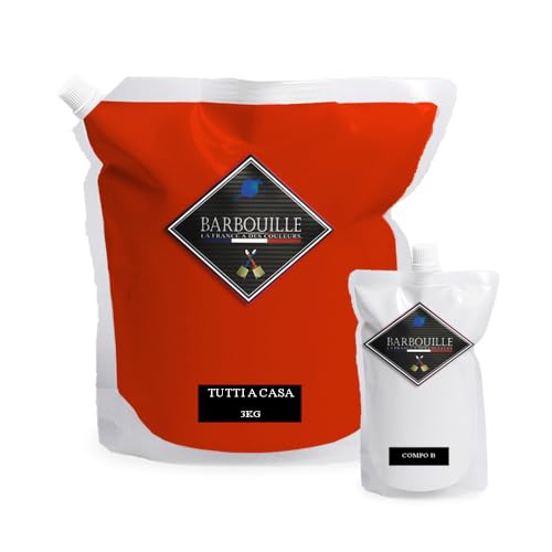BARBOUILLE Bar-Resine: 2-Komponenten-Epoxidharz, wasserabweisend, für Fliesen, Schwäche, Laminat, PVC, etc. – 3 kg matt – 30 m² – Rot & Rosa – Tutti a Casa von BARBOUILLE
