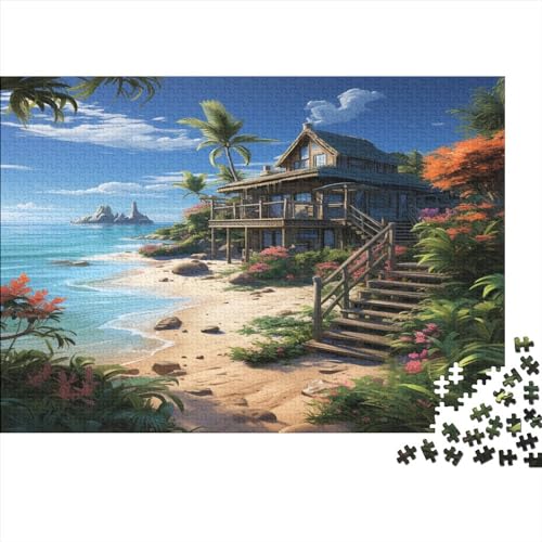 1000 Stück Hütte am Meer Puzzles Für Erwachsene Impossible Puzzle 1000-teiliges Puzzle Lernspiel Spielzeug Geschenk 1000pcs (75x50cm) von BARDYS