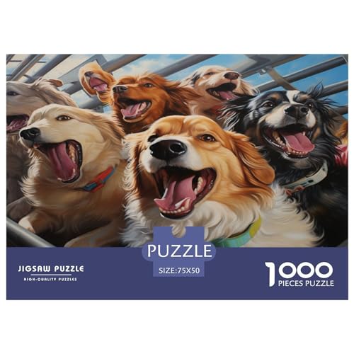 1000 Stück süßer Hund Puzzles Für Erwachsene Impossible Puzzle 1000-teiliges Puzzle Lernspiel Spielzeug Geschenk 1000pcs (75x50cm) von BARDYS