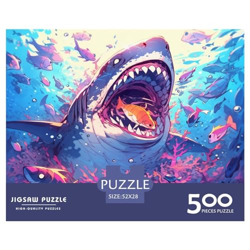 Hai Puzzle 500 Teile Erwachsene Puzzle DIY Jigsaw Puzzle Holzpuzzle Für Die Ganze Familie Intellektuelles Herausforderungsspiel 500pcs (52x38cm) von BARDYS