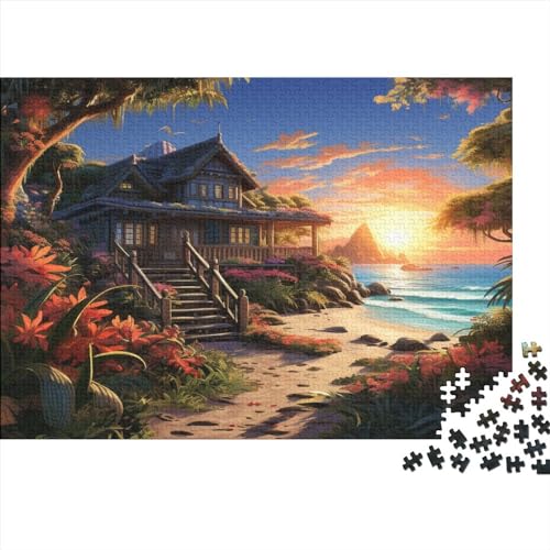 Hütte am Meer Puzzle 300 Teile ErwachsenePuzzle Impossible Puzzle DIY Puzzle Geschicklichkeitsspiel Für Die Ganze Familie 300pcs (40x28cm) von BARDYS