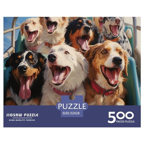 süßer Hund Puzzle 500 Impossible Teile Puzzle Für Erwachsene Puzzle DIY Holzpuzzle Geschicklichkeitsspiel Für Die Ganze Familie 500pcs (52x38cm) von BARDYS