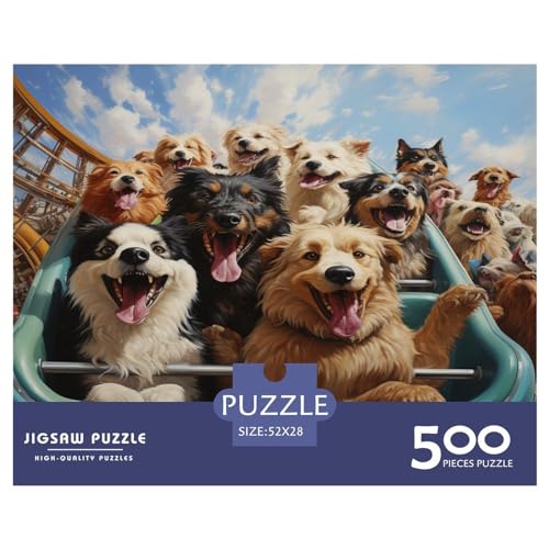 süßer Hund Puzzle 500 Impossible Teile Puzzle Für Erwachsene Puzzle DIY Holzpuzzle Geschicklichkeitsspiel Für Die Ganze Familie 500pcs (52x38cm) von BARDYS