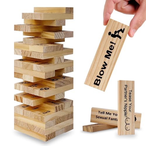 BARMI Klassische Paare Spiele Holz Tumbling Tower Spiel – 48 Holz-Stapelspiel, Indoor-Party-Spaß, Trth oder Dre BARMI Klassische Paare Spiele Holz Tumbling Tower Spiel – 48 Holz-Stapelspiel, Indoor-Party-Spaß, Trth oder Dre von BARMI