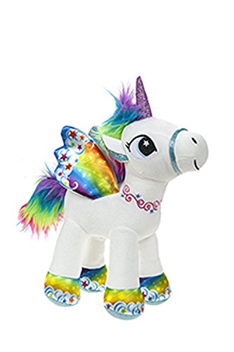 BARRADO Plüsch Geflügeltes Einhorn Stehend - Super Weiche Qualität (Weiß/Regenbogen, 34cm) von BARRADO