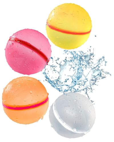 BARRU 4 wiederverwendbare Wasserbälle, 4 Wasserbälle Netzbeutel, für Kinder ab 4 Jahren geeignet, lassen sich schnell und einfach mit Wasser befüllen, Schwimmbecken, Strände und Gartenspielzeug BARRU 4 wiederverwendbare Wasserbälle, 4 Wasserbälle Netzbeutel, für Kinder ab 4 Jahren geeignet, lassen sich schnell und einfach mit Wasser befüllen, Schwimmbecken, Strände und Gartenspielzeug von BARRU
