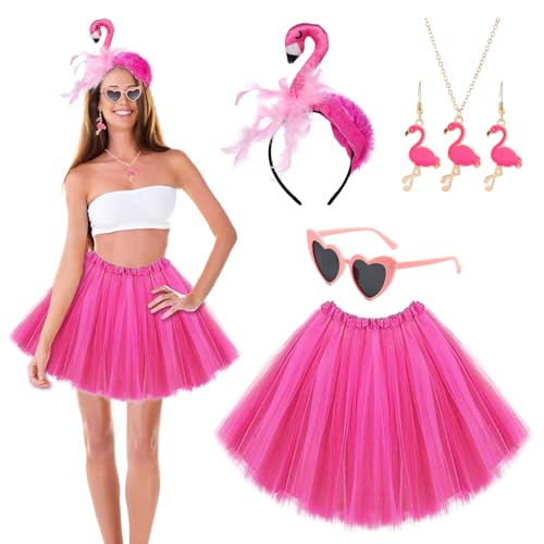 BARVERE Flamingo Kostüm Damen, Kostüm Damen Fasching mit Haarreif Flamingo, Accessoire Flamingo, Stirnband Haarband Flamingo, Tropischer Kostüm für Hawaii Party Karneval Fasching Sommer Party BARVERE Flamingo Kostüm Damen, Kostüm Damen Fasching mit Haarreif Flamingo, Accessoire Flamingo, Stirnband Haarband Flamingo, Tropischer Kostüm für Hawaii Party Karneval Fasching Sommer Party von BARVERE