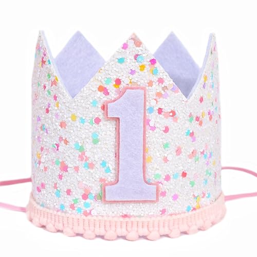 BASCT Rosa Streukrone zum 1. Geburtstag für Mädchen – bunte Punkte, Geburtstagsparty-Hut, süße Geburtstagsdekorationen, Streuen Sie den ersten Geburtstag, Zuckerstreuung, Foto-Requisiten für Mädchen BASCT Rosa Streukrone zum 1. Geburtstag für Mädchen – bunte Punkte, Geburtstagsparty-Hut, süße Geburtstagsdekorationen, Streuen Sie den ersten Geburtstag, Zuckerstreuung, Foto-Requisiten für Mädchen von BASCT