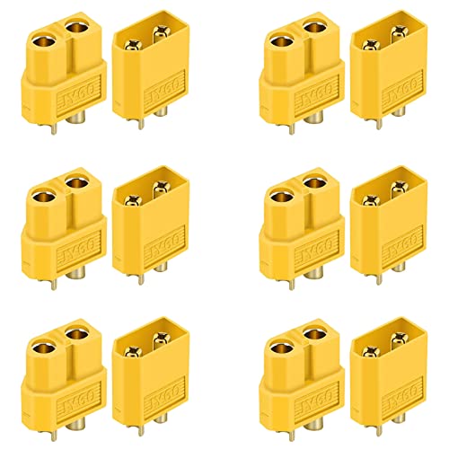 BASTOUR XT60 Anschlüsse, XT60 Batterieanschluss, XT60 männlich weiblich, Bullet-Anschlüsse, 6 Stück männliche und 6 Stück weibliche Anschlüsse (XT60), für Auto RC / Boot / LiPo-Akku von BASTOUR