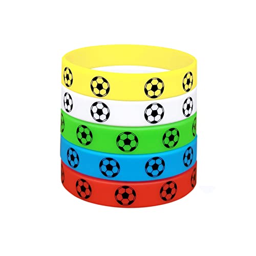 Fußball Silikonarmband, Fußball Armband Kinder, Multicolor Silikon Armband, Fußball Armbänder, Silikon Wristband Fussball Deko Fußball Party Mitgebsel für Jungen Mädchen Geburtstag Präsent, 5 Stücke von BASTOUR