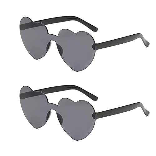 Hippie Brille, Herz Sonnenbrille, Hippie Kostüm Sonnenbrillen, Brille Retro Partybrille für Kinder und Erwachsene, Strand, Sommer Feste, Fasching, Party, Hippie Kostüm Zubehör, 2 Stück (Schwarz) von BASTOUR