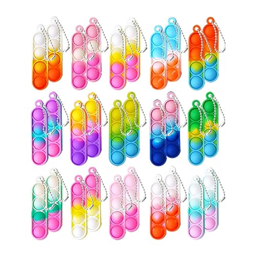 Silicone Keychain Toys, Poppet Bubble Toys aus Silikon, Mini Silicone Keychain Toys, Anti Stress Sensory Pop Fidget Toys, Mini Squeeze It Fidget Toys, Bubble Finger Toys, für Kinder und Erwachsene von BASTOUR