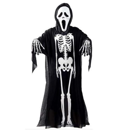 Skelett-Kostüm für Kinder, Halloween Skelett Kostüme fur Kinder, 80cm Verkleiden Halloween Kleidung 100cm-125cm, Ganzkörperanzug mit Maske und Handschuhe, Cosplay Mottoparty von BASTOUR