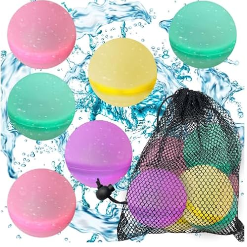 Wasserbomben Wiederverwendbar Schnell Befüllbare Weiche Wasserbomben 6 Stück Wiederverwendbare Wasserballons und Netzbeutel mit Kordelzug Silikon Wasserbombe für Kinder Erwachsene Strand Poolparty Wasserbomben Wiederverwendbar Schnell Befüllbare Weiche Wasserbomben 6 Stück Wiederverwendbare Wasserballons und Netzbeutel mit Kordelzug Silikon Wasserbombe für Kinder Erwachsene Strand Poolparty von BASTOUR