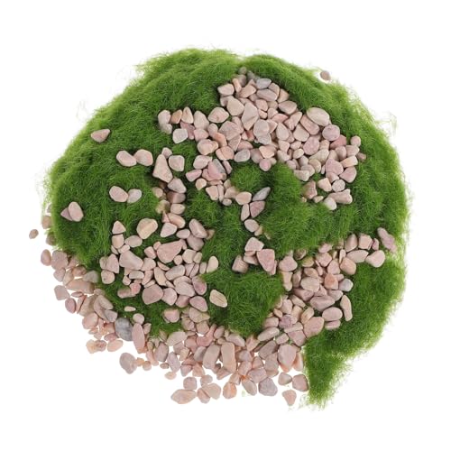 BATHVEVE 1 Satz Künstliches Gras Pulver und Steine für DIY Modelleisenbahn Landschaft Diorama Gras und Steine Zartem Grün für Märchen und Modellgärten von BATHVEVE