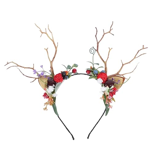 BATHVEVE 1 Stück Halloween Haarband mit Rentiergeweih und Simulierten Früchten Perfektes Haarschmuck Accessoire für für Karneval Cosplay und Besondere Anlässe von BATHVEVE