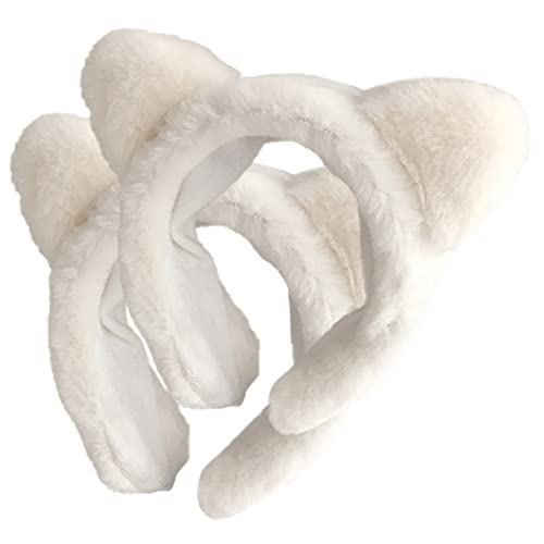 BATHVEVE 2 Stück Katzenohren Haarband aus Plüsch Weiche Gesichtswäsche Stirnbänder für Mädchen für Spa Hautpflege und Schlafpartys Langlebig und Bequem von BATHVEVE
