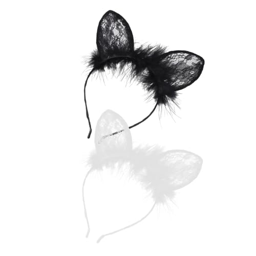 BATHVEVE 2Stücke Kaninchen Haarband mit Federn und Spitze Exquisiter Kopfschmuck für Halloween und Partys für Damen Leicht und Langlebig Handgefertigte von BATHVEVE