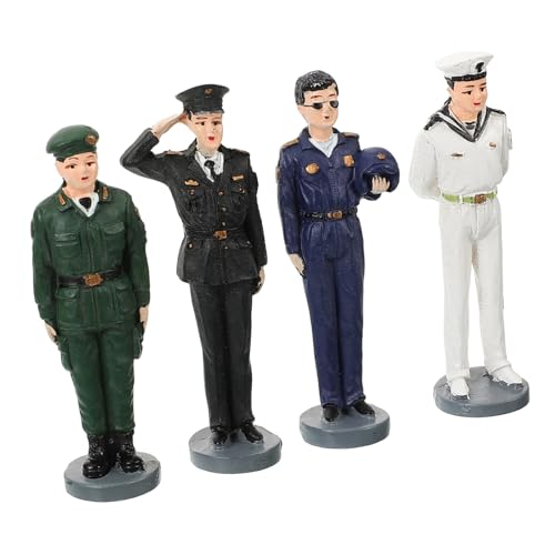 BATHVEVE 4er Set Sandtischfiguren Geländemodellbausatz Armee Szene Miniatur Menschen Bausätze Modellmaterial Bauen Scheibengardinen Soldat-Schreibtisch- Soldatenmodelle Harz von BATHVEVE
