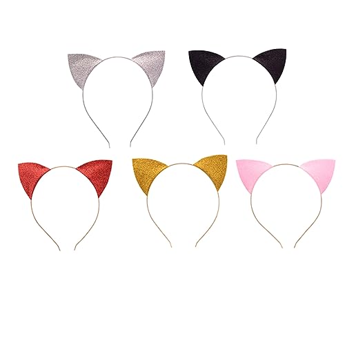 BATHVEVE 5 Stück Teiliges Katzenohren Haarreif mit Glitzer Niedliche Party Dekoration für für Fasching Geburtstagsfeiern und Kostümpartys Zufälligen Farben Zufällige Farbe Zufällige Farbe von BATHVEVE