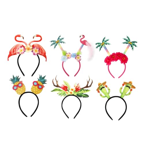 BATHVEVE 6 Stck Hawaiian Beach Party Stirnband Teiliges Set Dekoratives Kopfband für Sommerfeste für Pool und Strandpartys Flamingo von BATHVEVE